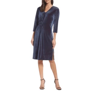 Nordstrom CHELSEA28 gestreiftes Samt-Burnout-Kleid marineblau Abenddämmerung Damengröße 1X - Bild 1 von 9