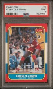 1986 Fleer Akeem Olajuwon Rookie Card #82 PSA 9 Mint Houston Rockets