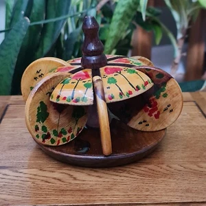 Wooden Cup Coaster Holder, Table Decor, Hand-Carved, Natural, Hand-Painted Gift - Picture 1 of 5