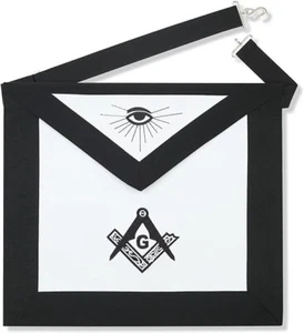 masonic regalia black funeral apron black embroidery black ribbon size 14" x16" - Bild 1 von 4