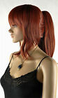 New Cos Red Brown Short Straight Party Full Wig Hair+One Ponytails