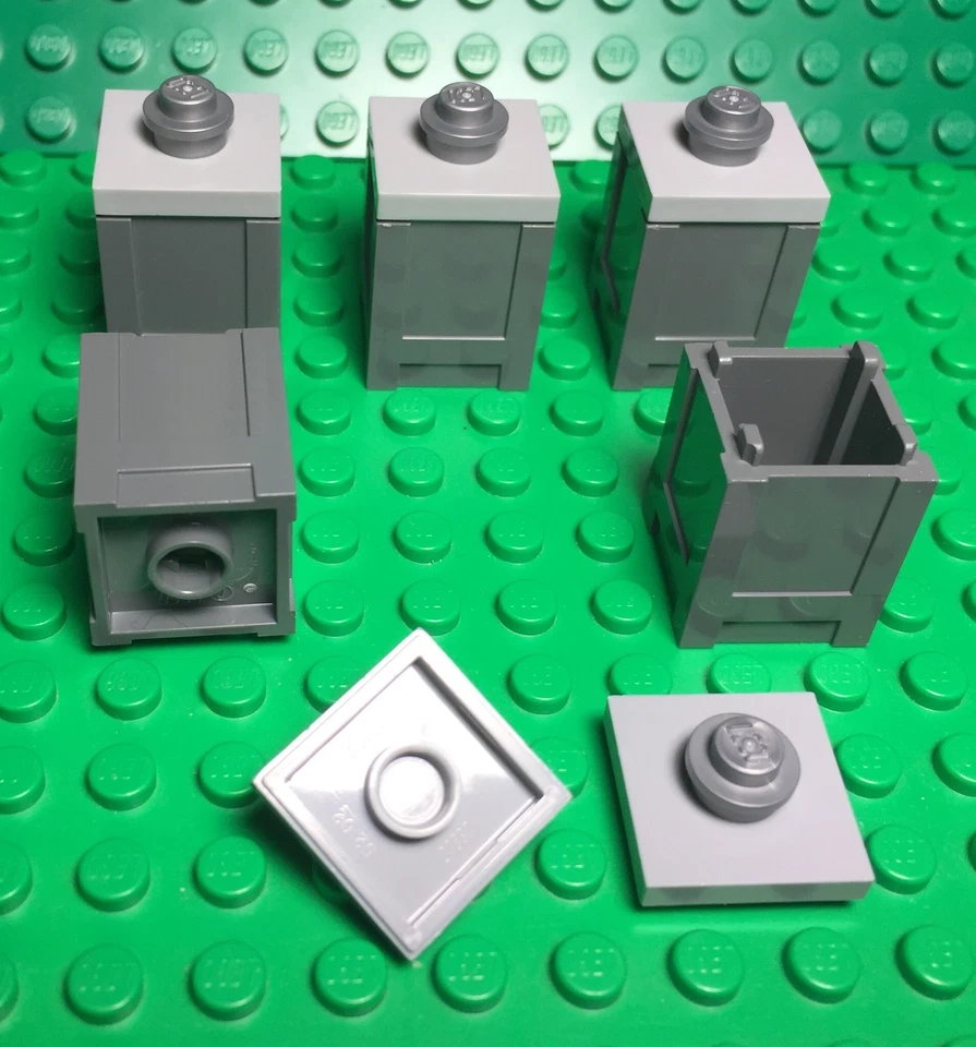 Lego 5 Dark Bluish Gray Container Crate Box 2x2x2 City Street Trash Can With Lid - Image 1 of 1