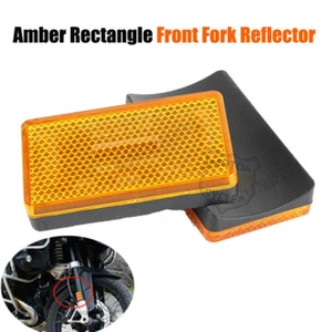 Pair Motorcycle ATV Reflector Bolt On Amber Rectangle Side Kit Marker Universal - Picture 1 of 7