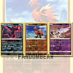 GALARIAN MOLTRES, ARTICUNO, ZAPDOS Evolving Skies REVERSE HOLO RARE card 2021 - Picture 1 of 10