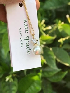 Signed Kate Spade New York Pearl Necklace Gold Plated - Picture 1 of 5