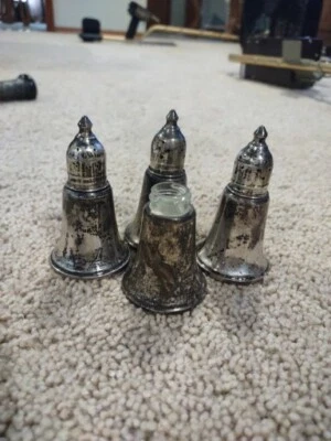 AGITADORES DE SAL Y PIMIENTA PONDERADOS ENCHAPADOS EN PLATA EMPIRE DE COLECCIÓN 4 Foto 1 de 4