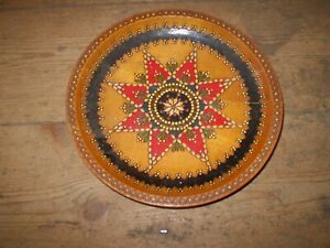 1960's Vintage timber bohemian Greek hand painted Timber plate