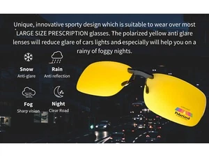 Clip On Flip Up Night Driving Anti Glare Glasses Polarised  - Ultra Light Weight - Picture 1 of 8