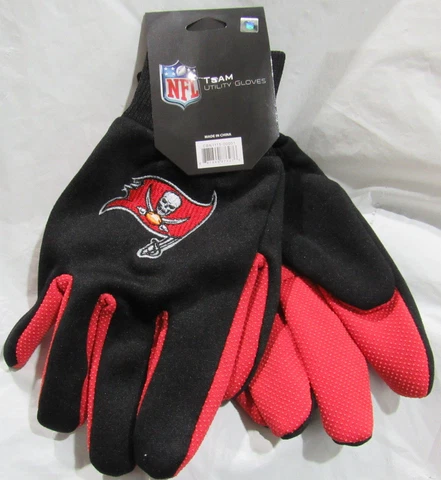 NFL Tampa Bay Buccaneers Colored Palm Utility Gloves Black w/ Red Palm by FOCO Cover
