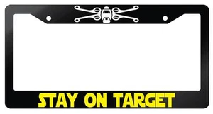 Glossy Black License Frame Stay On Target Auto Accessory LOGO 84 - Picture 1 of 1