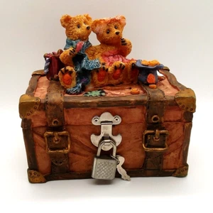 Money Lock Box With Lock Traveling Bears - Decorative Gift Collection - Open Box - Picture 1 of 9