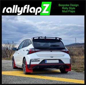 rallyflapZ | Mud Flaps & Fixing Kit to fit Hyundai i20N RED 4mm *Gloss N-Black - Picture 1 of 2