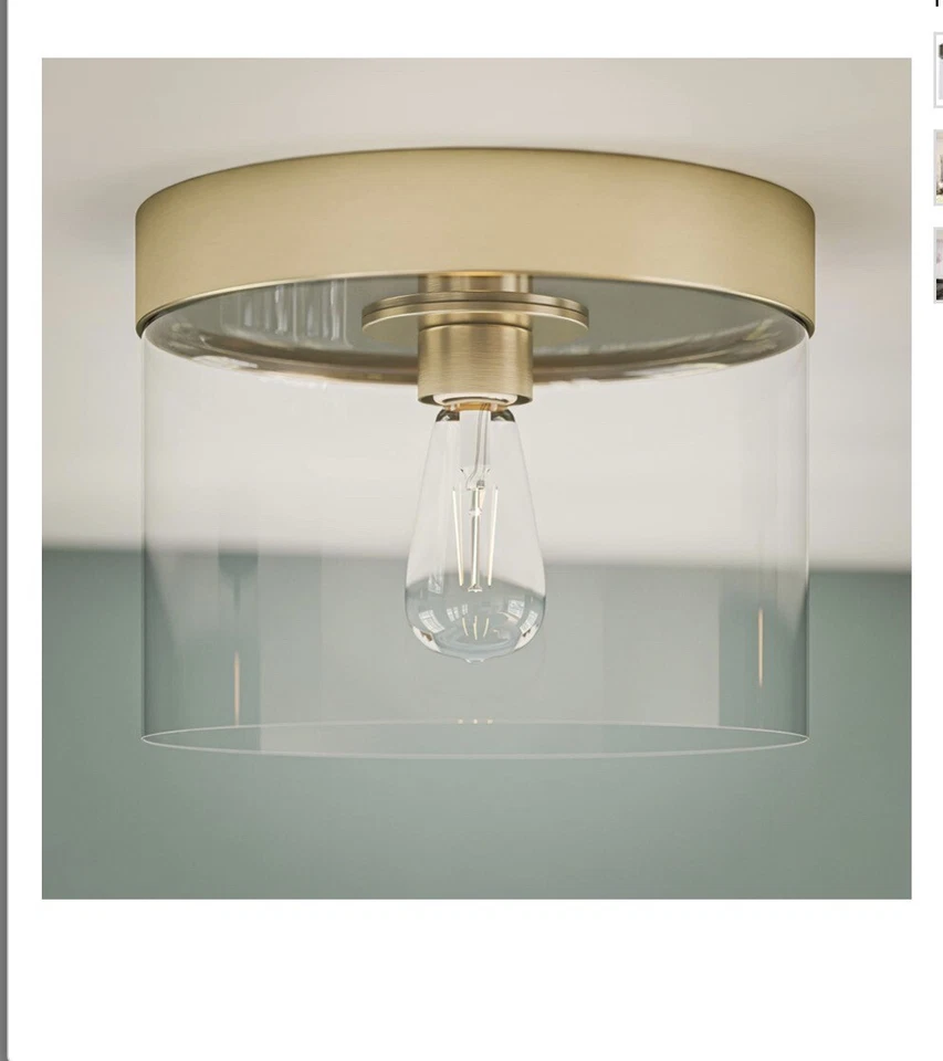 Kenroy Home Capri 1 Light Flush Mount W/ Full Pan Brass Finish 8-5/8” X 12” 1837 - Image 1 of 4