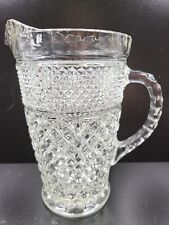 Anchor Hocking Wexford 64 Oz Pitcher Vintage Clear Cut Criss Cross Etched Retro