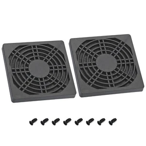 80mm Cooling Fan Filter with Screw, 2 Pack ABS Ventilator Grill Guard, Black - Picture 1 of 6