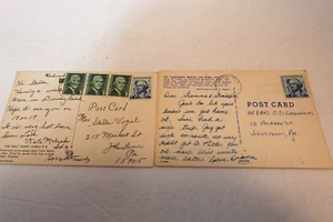vintage stamps (used, postcards) Washington 5 cent blue, Jefferson 1 cent green - Picture 1 of 4