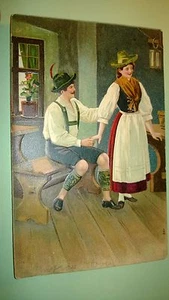 Antique  " BEAUTIFUL LADIES & ROMANTIC " Post Card -Embossed.Stamped 1906.. - Picture 1 of 3