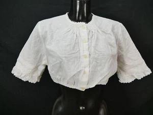 Gr.48 Dirndlbluse weiß Bluse für Dirndl Baumwolle mit Spitze B10199 - Bild 1 von 4