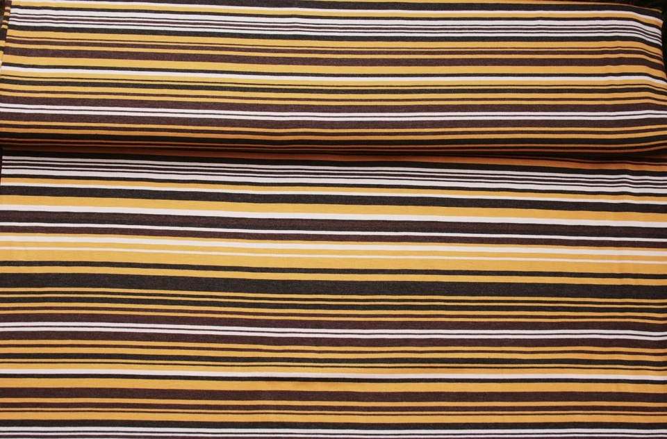 Jersey Stoff Viskose gestreift ocker braun 7,98€/m - Bild 1 von 1