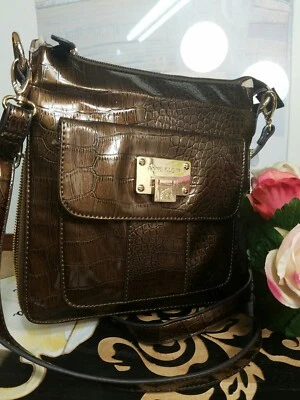 Cartera Bandolera Anne Klein Marrón Brillo 9x9" Foto 1 de 4