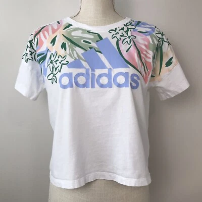 Adidas Niñas Suelto Calce Boxy Camiseta Grande 14 Camiseta Logo Pastel Floral Manga Corta Foto 1 de 4