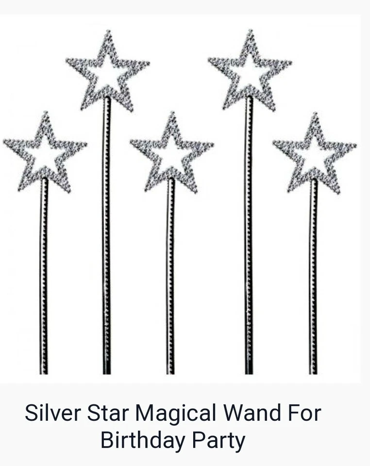 5 piezas 35 cm JUGUETES DE FIESTA PLATA Estrella Varita Mágica Niña Fiesta Favores PRESENTADO Dressup Foto 1 de 3