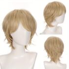 Men White Wig Short Straight Synthetic Anime Hair High Temperature Fiber