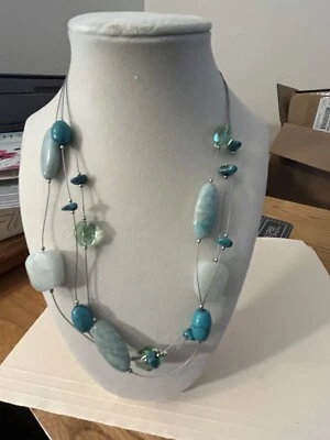 Silpada Necklace N2021 Sterling Silver Serpentine  Amazonite  Howlite Glass ~EUC - Image 1 of 4