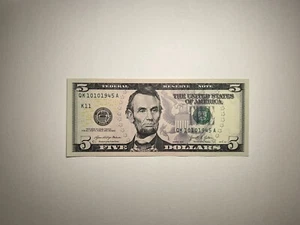 $5 Dollar Bill Birthday or Anniversary Date Note October 10 1945 Fancy Serial # - Picture 1 of 6