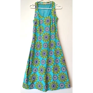 Women's Blue, Green & Purple Floral Knee Length Dress by Bomm Shankar size 8, XS - Picture 1 of 8