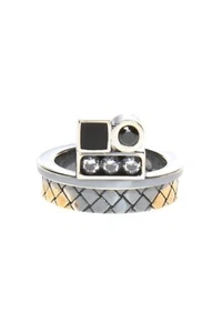 BOTTEGA VENETA Sterling silver with zirconia crystals 5 US / 9 IT authentic - Picture 1 of 11