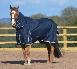 Turner Equestrian 50g Navy 600d Combo Neck Ripstop Horse Turnout Rugs 5'3"-7'0" - Picture 1 of 5