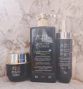 Active Caviar Drip Arbutin Vitamin & Licorice Lotion + Face Cream + Oil. - Picture 1 of 4