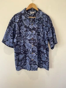Vintage Rip Curl Blue Hawaiian Short Sleeve Button Up Shirt Size XL Cotton EUC - Picture 1 of 5