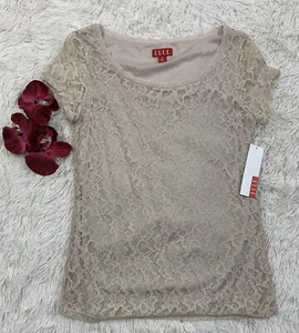 Elle - Blusa para mujer antigua blanca de encaje en capas talla XS NUEVA CON ETIQUETAS - Imagen 1 de 9