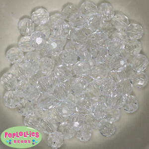 12mm Clear Facet Acrylic Bubblegum Beads Lot 40 pc.chunky gumball