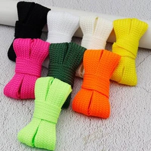 New Versatile Flat Widened Single Layer Polyester Fat Shoelaces Casual Shoe Rope - Picture 1 of 18
