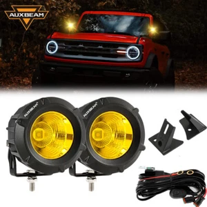 Auxbeam 3.5" Amber LED Work Light + A-Pillar Mount Bracket For Jeep Wrangler JK - Foto 1 di 12