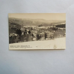 Tarjeta postal con foto real Birds-Eye View Williamsville VT Winter Time RPPC - Imagen 1 de 2