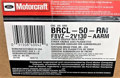 REMANUFACTURED MOTORCRAFT FRONT RIGHT CALIPER 141.61075 FORD LINCOLN MERCURY - Image 1 of 4