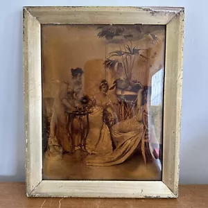 Antique Franz Hanfstaengl Munchen Crysoleum Convex Bubble Glass Framed Picture - Picture 1 of 11