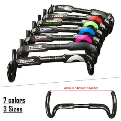 Toseek UD Carbon Fiber Road Bike Bicycle Racing Drop Bar Handlebar 400/420/440mm - Image 1 of 4