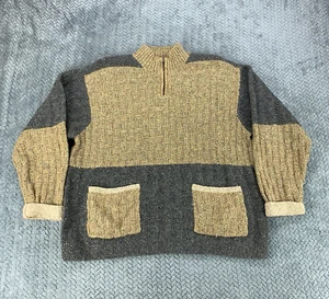 Vintage Northern Isles Sweater Women’s Large Colorblock 1/4 Zip Handknit Pockets - Picture 1 of 15