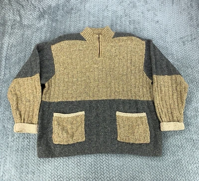 Suéter Vintage Northern Isles Para Mujer Grande Bloque de Color 1/4 Cremallera Tejido a Mano Bolsillos Foto 1 de 4