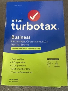 🔥🔥🔥2021 TURBOTAX BUSINESS CD for CORPORATION ESTATE TRUST PARTNERSHIP - Picture 1 of 5