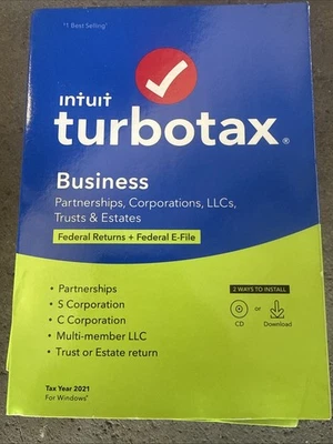 🔥🔥🔥2021 TURBOTAX BUSINESS CD for CORPORATION ESTATE TRUST PARTNERSHIP - Image 1 of 4