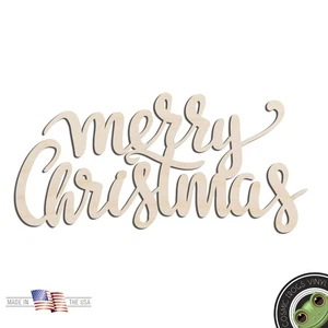 Merry Christmas Word Text Laser Cut Out Unfinished Wood Shape Craft Supply - Picture 1 of 6