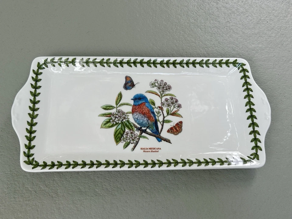 Bandeja Sandwich Portmeirion Jardín Botánico Pájaros 13 1/4" x 6 1/8" Sialia Mexicana Foto 1 de 4