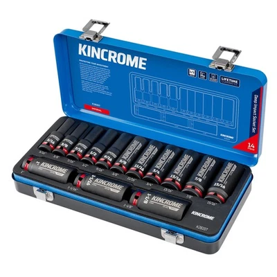 KINCROME 14 PC 1/2" Drive IMPERIAL Deep Impact Socket Set (5/16 - 1-1/8") K28207 - image 1 of 4