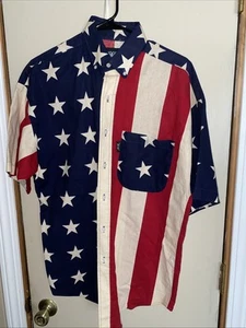 Brooks & Dunn Patriotic Western Shirt M Flag Design EUC By Panhandle Slim - Picture 1 of 8